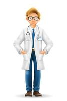 dokter in een gewaad, uniform, werk kleren vector illustratie geïsoleerd Aan wit achtergrond