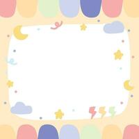 schattig pastel kleur kader cartoon.stationair diy ontwerp. maan, wolk, ster, lucht hand- getekende.kawaii.vector.illustratie. vector