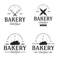 bakkerij logo insigne retro vector illustratie.voor cupcake,bakkerij.cake wijnoogst typografie logo ontwerp.