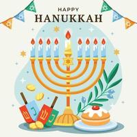 hanukkah festival met menora vector