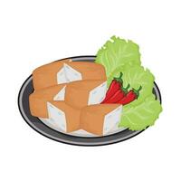 illustratie van gebakken tofu vector