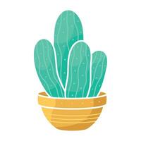 tekenfilm vlak binnen- fabriek cactus in een pot voor sticker ontwerp, zaad verpakking, bloem winkel logo vector