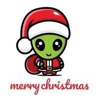 schattige aliens geloven in de kerstman vector