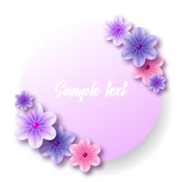 Ronde label en sticker met een boeket van zachte blauwe bloemen vector