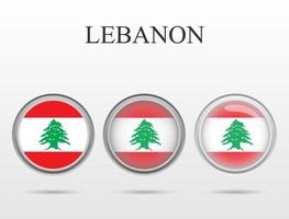 vlag van libanon in de vorm van een cirkel vector
