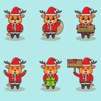 schattige herten santa claus vectorillustratie. vector