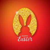 Happy Easter Holiday Design met konijn silhouet in Glittered Egg vector