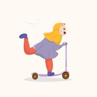 schattig hijab meisje rijden kick scooter vectorillustratie vector