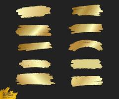 gouden kwast. vector gouden handgeschilderde uitstrijkje beroerte vlek. abstracte kunst achtergrond. verzameling gouden verfstreken. illustratie - vector