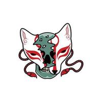 japans kitsune-masker met schedel vector