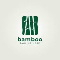 groen bamboe logo vector wijnoogst illustratie ontwerp