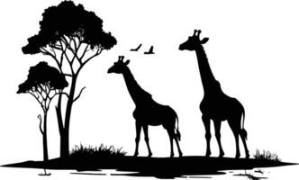 reeks van giraffe pictogrammen in vlak zwart kleur geïsoleerd Aan wit achtergrond vector