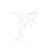vrij blauw marlijn vis jumping schetsen vector ontwerp
