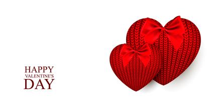 Gebreide harten voor Valentijnsdag. Vectorillustratie op witte achtergrond. vector