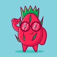 schattige draak fruit mascotte met nerd gebaar geïsoleerde cartoon vectorillustratie vector