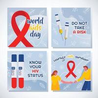 wereld aids dag kaartenset vector