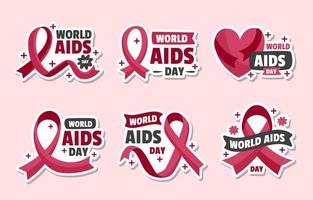 wereld aids sticker collectie vector