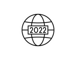 illustratie van de abstracte silhouet globe en 2022 nieuwe jaar nummering geïsoleerd op wit background.new jaar 2022 overzicht pictogram. vector