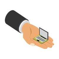 laptop in isometrische hand vector