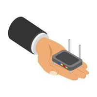 router in isometrische hand vector