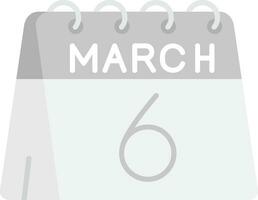 6e van maart grijs schaal icoon vector