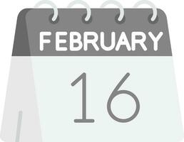 16e van februari grijs schaal icoon vector