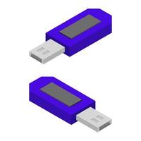 isometrische usb-stick op een witte achtergrond vector