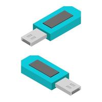 isometrische usb-stick op een witte achtergrond vector