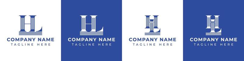 brieven hl en lh pijler logo set, geschikt voor bedrijf met hl en lh verwant naar pijler vector