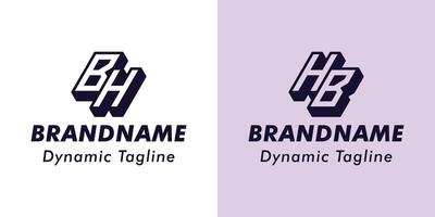 brieven bh en hb 3d monogram logo, geschikt voor bedrijf met bh of hb initialen vector