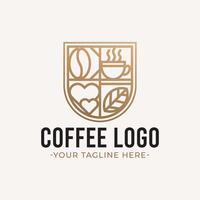 goud lijn kunst koffie logo vector