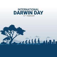 Internationale Darwin dag vector illustratie. wetenschap en de mensheid dag. poster, vieren de verjaardag van wetenschapper Charles darwin. Internationale wetenschap en geesteswetenschappen dag.