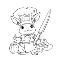 chef konijn illustratie in tekenfilm stijl vector