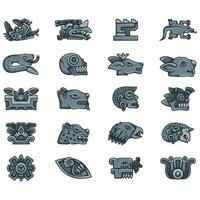 vector ontwerp van symbolen van oude aztec beschaving, hiërogliefen van de aztec kalender