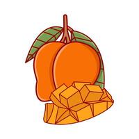 mango fruit met mango stukken illustratie vector