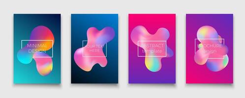 vloeistof vormen en vloeistof neon hellingen brochure ontwerp sjabloon. vector kleurrijk modieus folders set. . vector illustratie