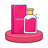 fles parfum met doos verpakking in Scherm illustratie vector