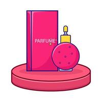 fles parfum met doos verpakking in Scherm illustratie vector