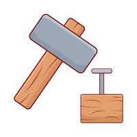 hamer klopt nagels in hout illustratie vector