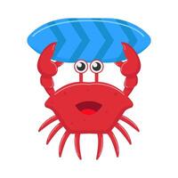 krab met surfing bord illustratie vector