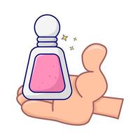 fles parfum in hand- illustratie vector