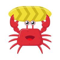 krab met surfing bord illustratie vector