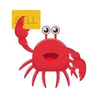 krab met verkopen in papier illustratie vector