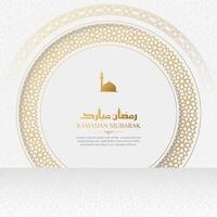 Ramadan kareem luxe sier- groet kaart met Arabisch patroon en decoratief kader vector