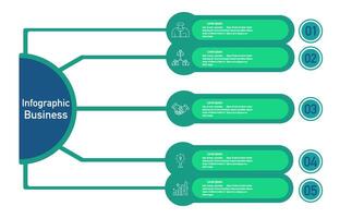 infographic sjabloon voor bedrijf informatie presentatie. vector plein en icoon elementen. modern workflow diagrammen. verslag doen van plan 5 topics