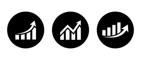 groeit bar tabel icoon vector Aan zwart cirkel. winst groei teken symbool