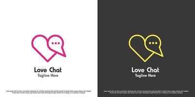 liefde babbelen logo ontwerp illustratie. liefde hart icoon vorm bericht babbelen e-mail post sociaal media online dating app. lineair symbool minimaal gemakkelijk modern creatief uniek solide eenvoudig meetkundig bubbel. vector