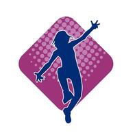 silhouet van een vrouw danser in actie houding. silhouet van een slank vrouw in dansen houding. vector