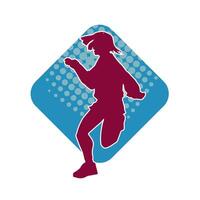 silhouet van een vrouw danser in actie houding. silhouet van een slank vrouw in dansen houding. vector