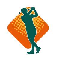 silhouet van een vrouw spelen golf. silhouet van een vrouw golfspeler in actie houding. vector